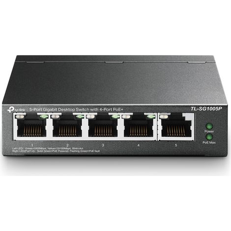 TP-Link TL-SG1005P Non gestito Gigabit Ethernet (10/100/1000) Supporto Power over Ethernet (PoE) Nero (1/5)