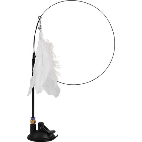 Jouet pour chat à ventouse, baguette interactive avec clochette et plumes colorées, jouet d'éveil et de chasse (1/5)