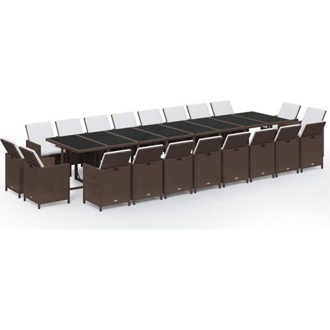 Maison Exclusive - Set da Pranzo per Giardino 21pz con Cuscini Polyrattan Marrone (1/5)