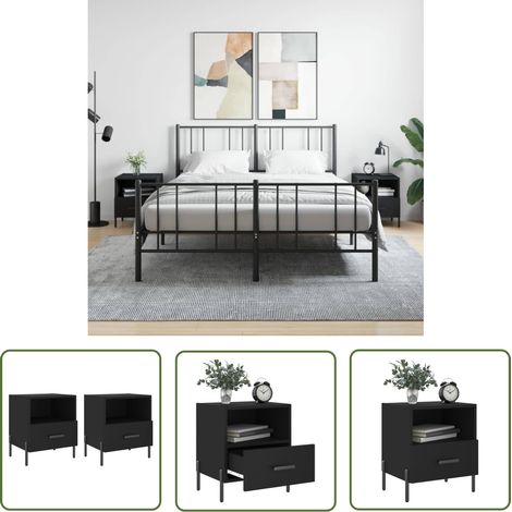 The Living Store Nachttische 2 Stk. Schwarz 40x35x47,5 cm Holzwerkstoff - Nachttisch - Wohnzimmerdeko - Möbel Schwarz - Beistelltisch - Holzwerkstoff (1/5)