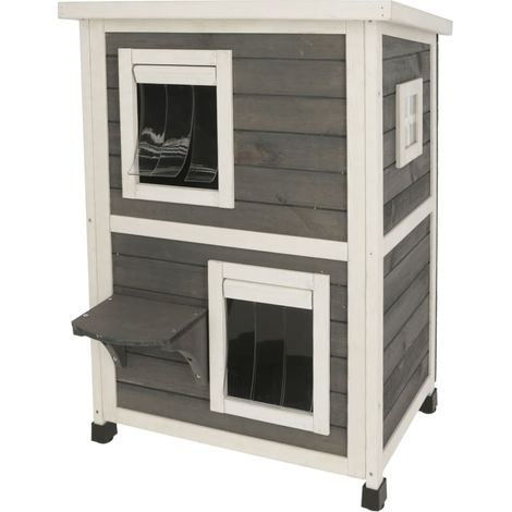 Maison d'extérieur pour chats Family 57x55x80 cm Gris et blanc Kerbl