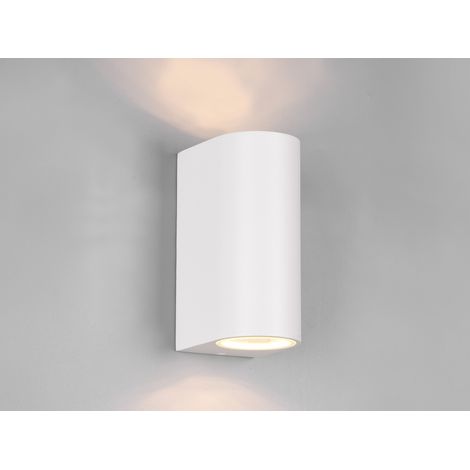 Runde Außenwandleuchte ROYA Up and Down aus Aluminium Weiß, Höhe 15cm