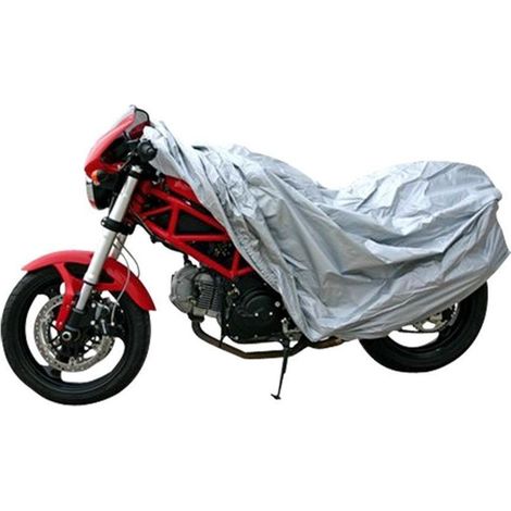 Trade Shop - ABDECKUNG ABDECKUNG MOTORRAD ROLLER FAHRRAD POLYETHYLEN SILBER GRÖSSE M 120 X 210 - (1/2)