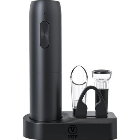 Sacacorchos eléctrico recargable con base de carga, abridor de botellas eléctrico 6 en 1, regalo para hombres y mujeres