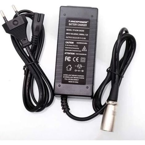 Chargeur de batterie au plomb 24V 2A pour fauteuil roulant, voiturette de golf et scooter électrique, connecteur XLR 28.8V (1/4)