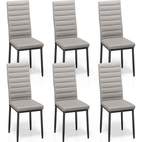 Bealife Juego de 6 Sillas para Comedor - Sillas de Cocina con Asiento Acolchado en Cuero Sintético, Patas de Metal y Base de Goma Gris