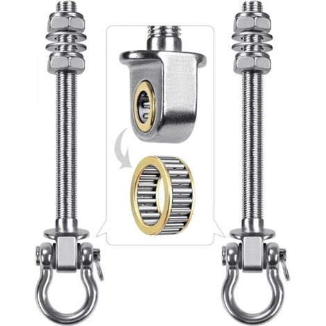 Lot de 2 crochets de balançoire avec roulement en acier inoxydable 304 pour poutres en bois et métal, parfaits pour accrocher des hamacs, des balançoires de yoga, une balançoire de porche (1/5)