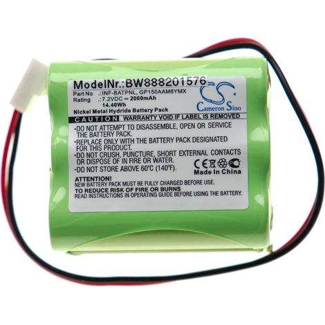 vhbw 1x batería reemplaza ESP / Marmitek INF-BATPNL, PG800 para sistema de alarma (2000 mAh, 7,2 V, NiMH)