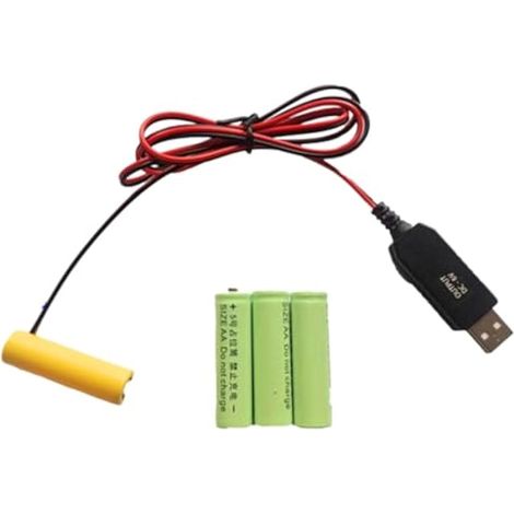 Batterie AA USB, convertisseur de puissance USB, éliminateurs de piles AA, 1,5 V par une, remplacement pour lumière LED, jouet électronique, télécommande
