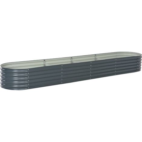 Jardinera elevada para plantas y flores jardín 400 x 80 x 44 cm acero galvanizado gris 020001051 (1/5)