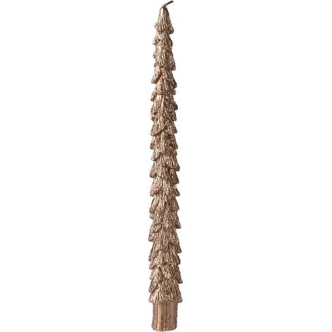 Kaemingk – Bougies coniques en forme de sapin – Brun pailleté, Ø 2,1 cm, H 25 cm, lot de 2 (1/2)