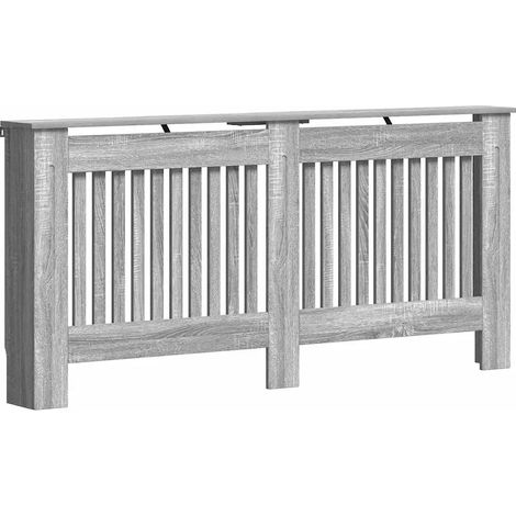 Cache-radiateur en bois d'ingénierie 172 x 19 x 81,5 cm avec rangement design moderne en gris sonoma (1/5)