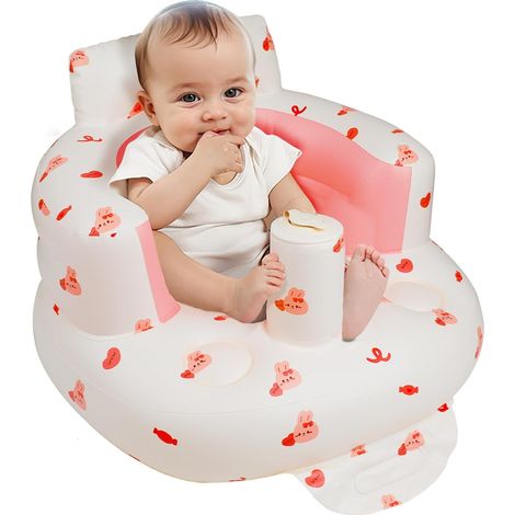 Chaise haute gonflable pour bébés dès 3 mois - Siège portable et chaise d'éveil - Motif lapin (1/5)