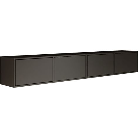 Selsey Framme – Mueble de TV colgante con cuatro puertas abatibles 200 cm, negro (1/5)