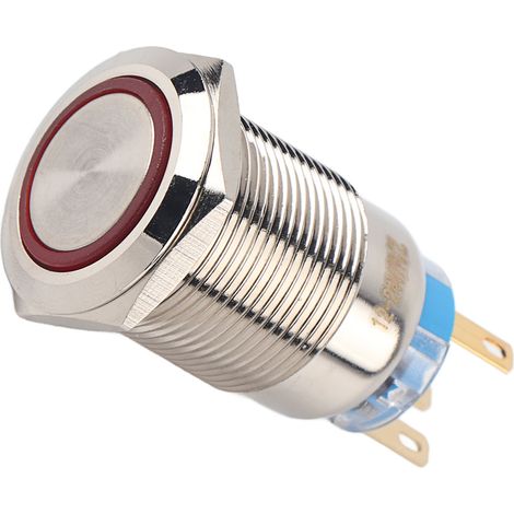 Wasserdichter, verriegelbarer 19-mm-Drucktaster mit roter LED, 12–24 V