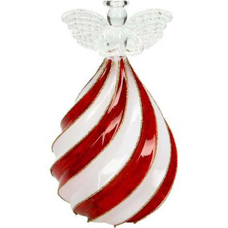 Tognana Angelo Bombato Natale con Led H 16 Cm Christmas Lollipop Vetro Bianco Rosso