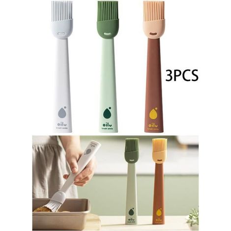 Pinceau à pâtisserie - Cuisine - Silicone - Résistant à la chaleur - 3 pièces - Couleurs variées (1/4)