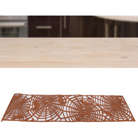 Kreatives Filz-Platzset mit durchbrochenem Muster, rechteckiger Filz-Tischläufer mit Spinnennetz-Motiv, braun (1/5)