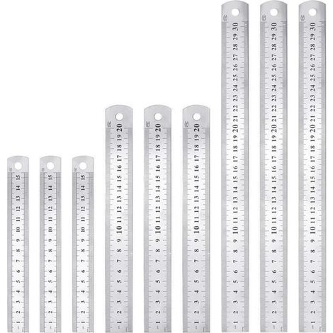Règle en acier inoxydable, 15, 20 et 30 cm, en métal, double face, pour menuisiers, durable et résistante à la corrosion, idéale pour les étudiants, les ingénieurs, les architectes et les enseignants. (1/4)