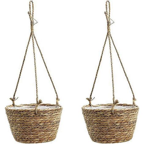 Pot de fleurs en paille, bassin suspendu pour radis, décoration créative pour balcon, panier à fleurs suspendu en osier. (1/5)