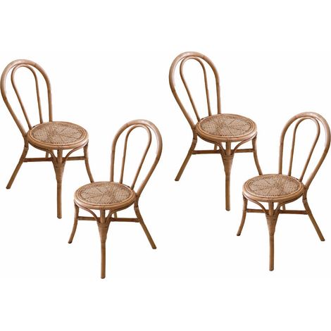 Set di 4 Sedie da Giardino Chillvert Parma 40x52x90 cm Fabbricate in Rattan Naturale Resistente Colore Marrone Stile Boho Chic