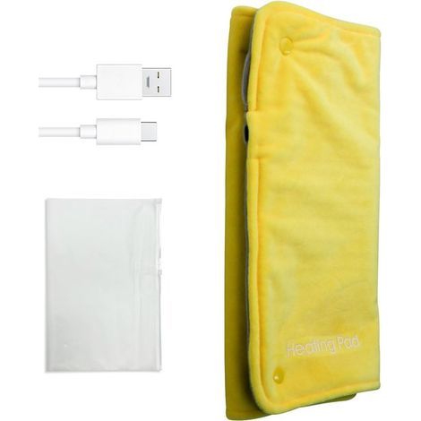 Couverture chauffante électrique Carding - Couverture chauffante USB - 30 x 50 cm, 10 W, 5 V/2 A, chauffage rapide, protection contre la surchauffe - Idéale pour la maison et les voyages - Bleu/jaune (1/5)