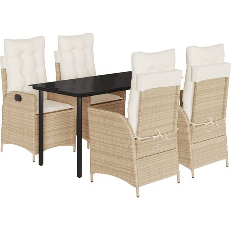 Maison Exclusive - Set da Pranzo da Giardino 5 pz con Cuscini Beige in Polyrattan (1/5)