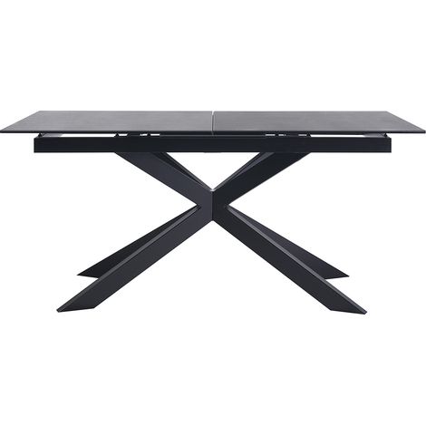 Tisch zum Ausziehen aus schwarzer Keramik und Metall L168-210 cm MELZA