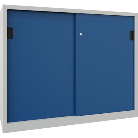 Pavoy Schiebetürenschrank, 1200x1500x400 mm, 4 Böden verzinkt, RAL 7035/5010 (1/2)