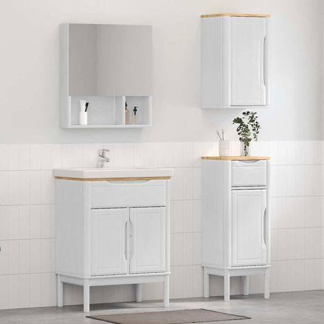 vidaXL  Bathroom Furniture Set  FLORO 3 pcs White Solid Pine Wood