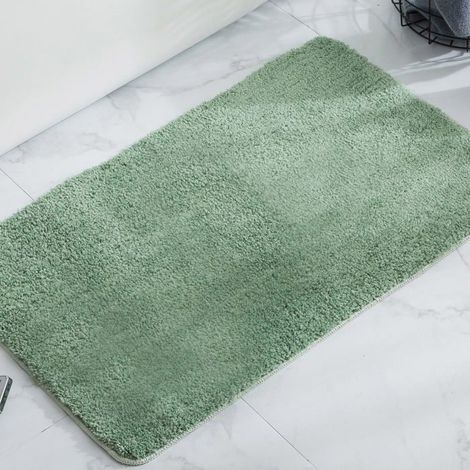 BelleRise - Tapis de bain absorbant et antidérapant, lavable en machine, tapis de douche en microfibre douce (vert clair, 40x60 cm) (1/2)