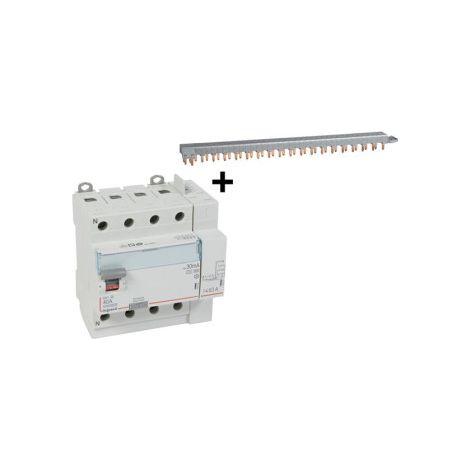 LEGRAND - Interrupteur diffu00e9rentiel DX3-ID 4P 40A - 30mA - Type F + Peigne HX3 18M - Ru00e9f. : 411658+405202 (1/5)