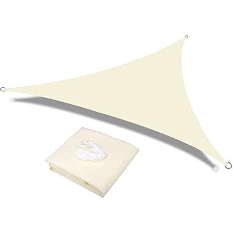Voile d'ombrage triangulaire imperméable 2,5x2,5x2,5m, anti-UV 98%, crème blanc, avec corde offerte, pour jardin terrasse fête.