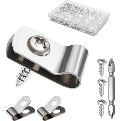 Attache Grillage Fixation pour Clôture Clips Grillage Rigide 4mm Lot De 50 Clips En Forme De U Inox 304 Avec Vis Pinces Pour Fil De Fer Attache Clôture Agricole Sur Bois Vinyle Ou Métal (1/5)