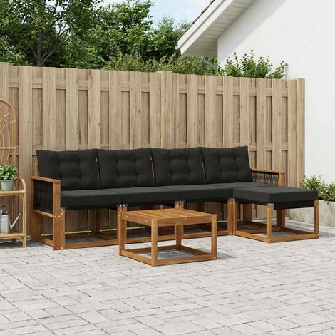 vidaXL Outdoor-Sofagarnitur 6 Stk. Natürlich und Schwarz (1/5)