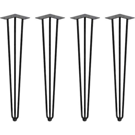 EMUCA Jeu de pieds Hairpin de 3 barres par table, H 710 mm, Peint en noir (1/5)