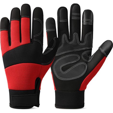 Gants de Jardinage Tactiles - Superfibre - Anti-Dérapants - Respirants - Taille XL - Noir et Rouge (1/5)
