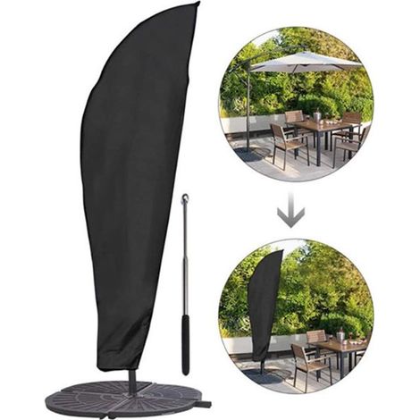 (280 cm) Housse de protection pour parasol de jardin, housse de protection en tissu Oxford imperméable, coupe-vent et anti-UV, housse respirante pour parasol de plage. (1/5)