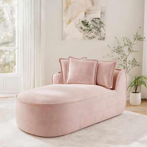 Canapé d'angle en chenille rose à deux places 164 x 92 x 67 cm (1/5)