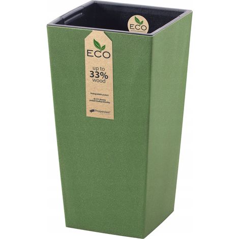 ECODECO DURS VASE 19.5X19.5XH37,5 cm en bois en plastique et en bois prosperplast OliveDrab (1/5)