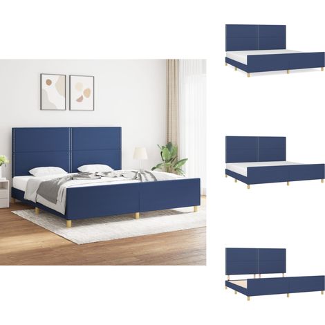 Bettgestell ohne Matratze Blau 200x200 cm Stoff - Bettes Gestell - Holzbetten - Doppelbett - Boxspringbett - Lattenrost (1/5)