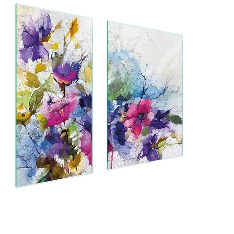 PLAQUE DE PROTECTION EN VERRE 75x52 FLEURS (1/5)