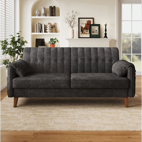 Sofá modular de 2 plazas 161,5 x 79 x 83,5 cm de chenilla gris oscuro HAVRYA (1/5)