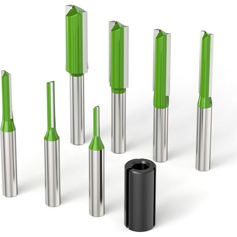 Assemblage de 7 cadres MEANLIN, queue de 6,35 mm (1/4 po), contour des dents, diamètres de coupe : 3,175 mm (1/8 po), 4,94 mm (5/32 po), 4,76 mm (3/16 po), 6,35 mm (1/4 po), 7,94 mm (5/16 po), 9,52 mm (1/5)