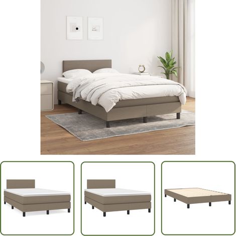 The Living Store Boxspringbett mit Matratze Taupe 120x200 cm Stoff - Boxspringbett - Doppelbett - Bettenrahmen - Lattenrost - Matratze (1/5)
