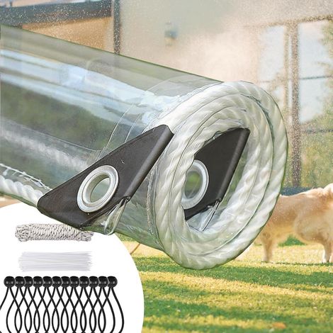Bâche de Protection Extérieur,PVC Bâches Épaisse Imperméable,4×6 m 420 g/m² Transparente,Indéchirable,Œillet métal Renforcés,Multi-Usage Jardin Piscine,20 Serre-câbles et Corde 10m (1/5)