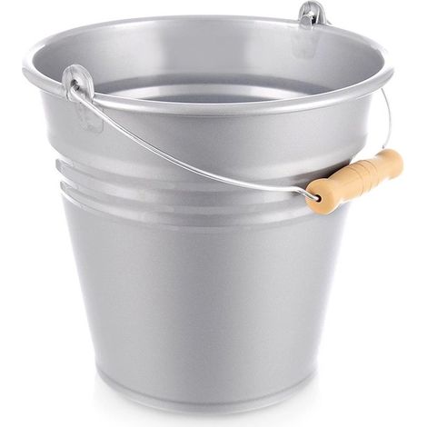 Seau en plastique gris, capacité 7 L, poignée résistante (1/5)
