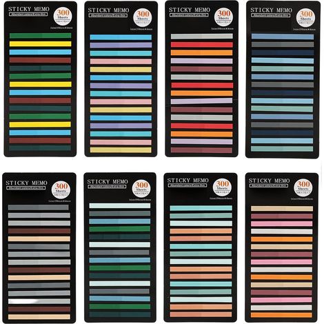 2400 Long Bookmarks, Multi-Colour, Transparent for Notes, Books, Book Annotation, Pastel Adhesive Strips, Organization and Indexing (1/5)