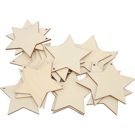 20 étoiles décoratives en bois, douces au toucher, non toxiques, durables et hypoallergéniques. (1/5)