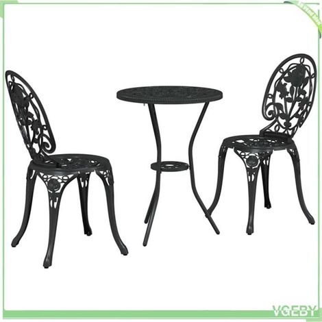 Ensemble bistro de jardin - FAFEICY - 42002387 - Noir - Aluminium - 3 pcs (1 table, 2 chaises) (1/5)